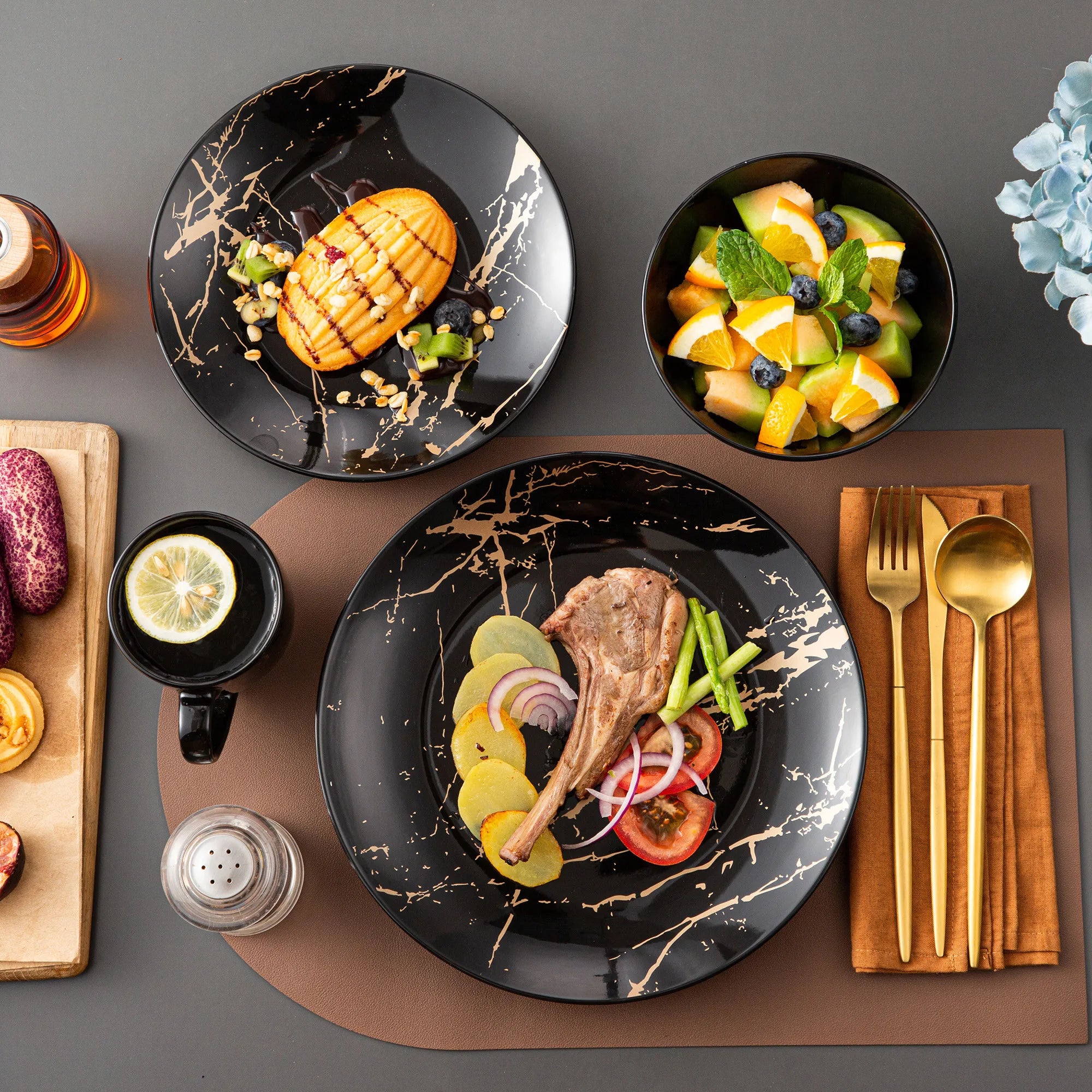 Aurelia Onyx™ — Premium Dinnerware Collection